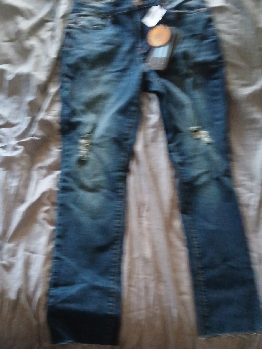 Copper Flash Dark Wash Distressed Hi Rise Straight Curvy  Fit  Jeans Size 6 NWT